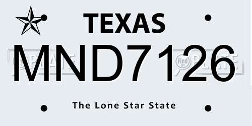 MND7126 Texas License Plate