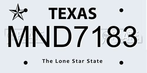 MND7183 Texas License Plate