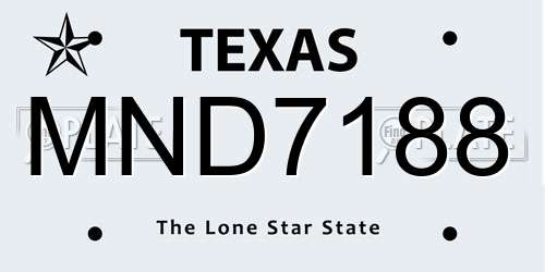 MND7188 Texas License Plate