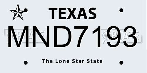 MND7193 Texas License Plate