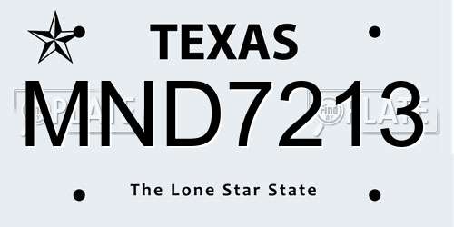 MND7213 Texas License Plate