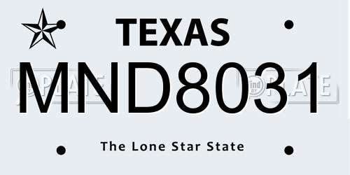 MND8031 Texas License Plate