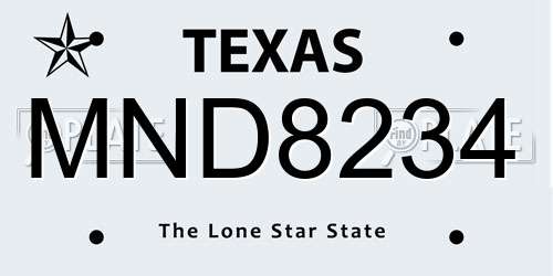 MND8234 Texas License Plate