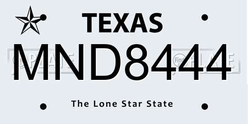 MND8444 Texas License Plate