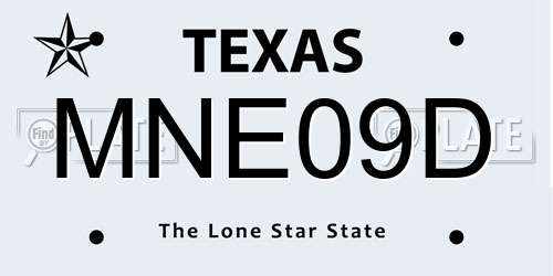 MNE09D Texas License Plate