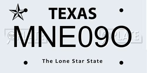 MNE09O Texas License Plate