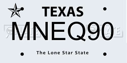 MNEQ90 Texas License Plate