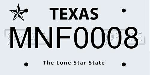 MNF0008 Texas License Plate