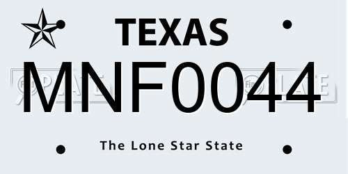 MNF0044 Texas License Plate