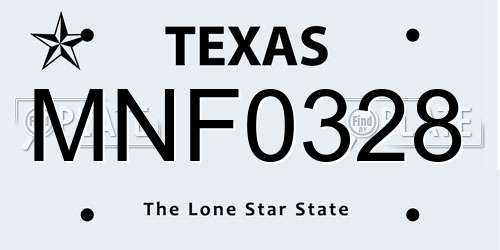 MNF0328 Texas License Plate