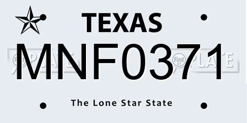 MNF0371 Texas License Plate