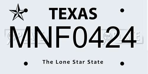 MNF0424 Texas License Plate