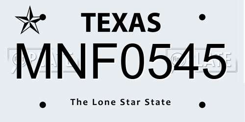 MNF0545 Texas License Plate