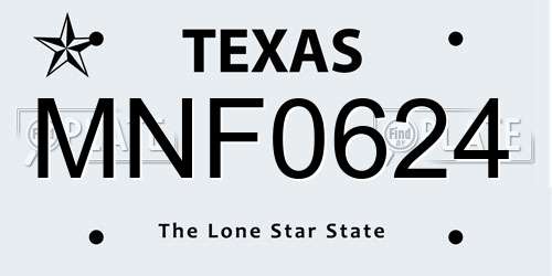 MNF0624 Texas License Plate