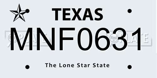 MNF0631 Texas License Plate