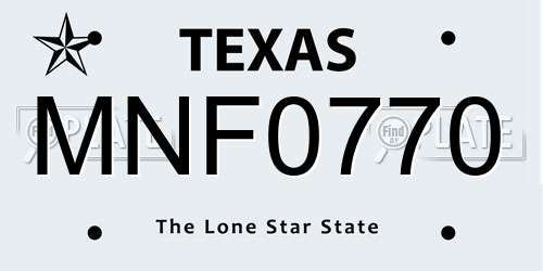 MNF0770 Texas License Plate