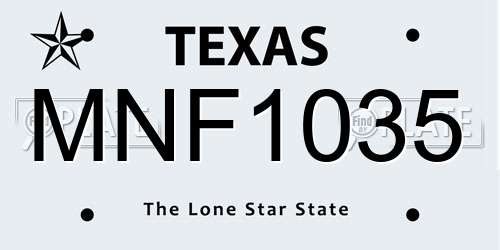 MNF1035 Texas License Plate