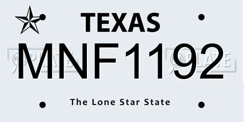 MNF1192 Texas License Plate