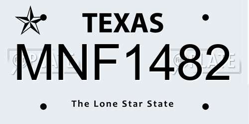 MNF1482 Texas License Plate