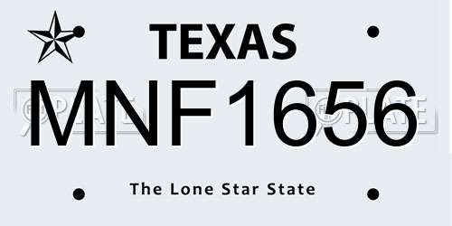 MNF1656 Texas License Plate