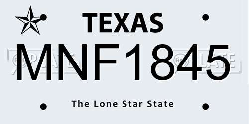 MNF1845 Texas License Plate