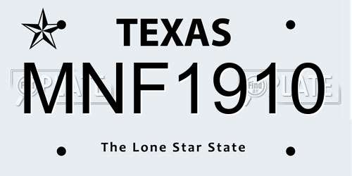 MNF1910 Texas License Plate