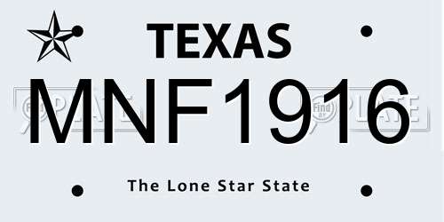 MNF1916 Texas License Plate