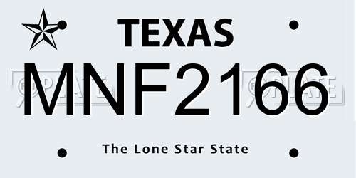 MNF2166 Texas License Plate