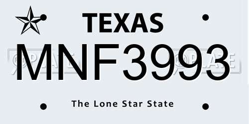 MNF3993 Texas License Plate