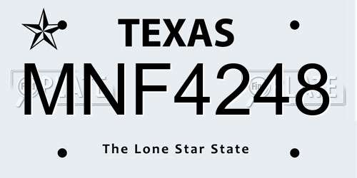 MNF4248 Texas License Plate