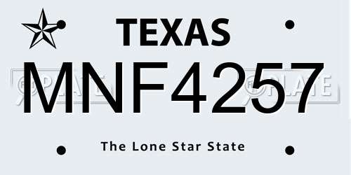 MNF4257 Texas License Plate