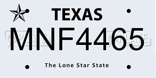 MNF4465 Texas License Plate