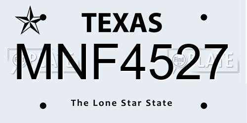 MNF4527 Texas License Plate