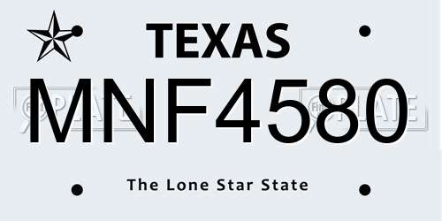 MNF4580 Texas License Plate