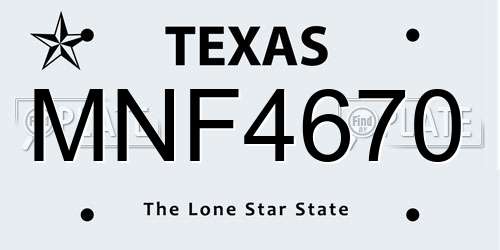 MNF4670 Texas License Plate