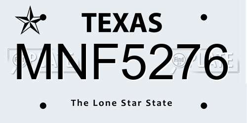 MNF5276 Texas License Plate