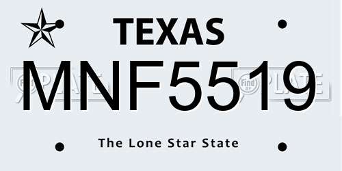 MNF5519 Texas License Plate