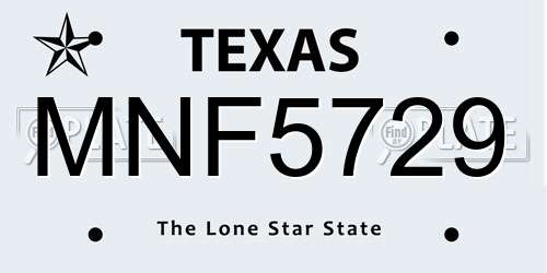 MNF5729 Texas License Plate
