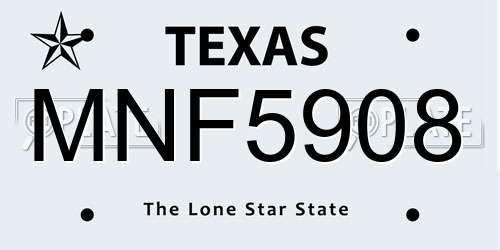 MNF5908 Texas License Plate