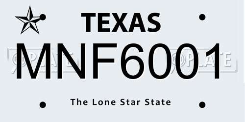 MNF6001 Texas License Plate