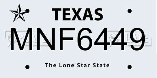 MNF6449 Texas License Plate