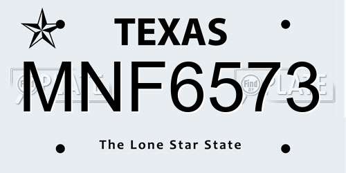 MNF6573 Texas License Plate