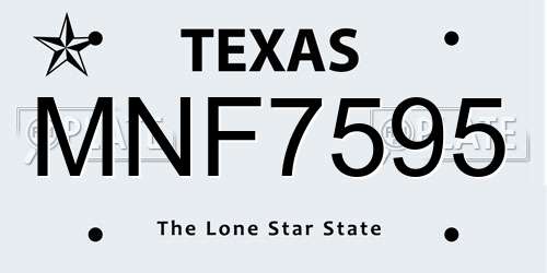 MNF7595 Texas License Plate