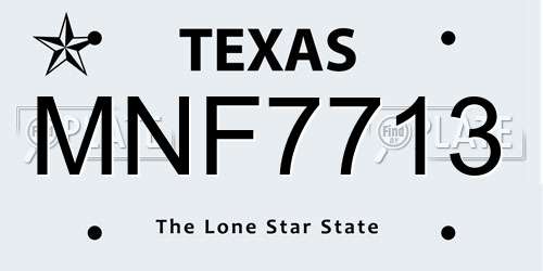 MNF7713 Texas License Plate