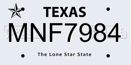 MNF7984 Texas License Plate