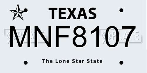 MNF8107 Texas License Plate