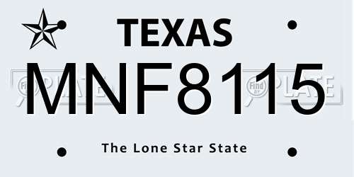 MNF8115 Texas License Plate