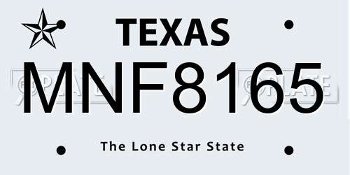 MNF8165 Texas License Plate