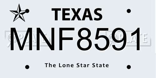 MNF8591 Texas License Plate