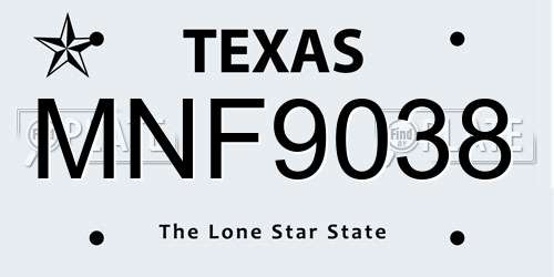 MNF9038 Texas License Plate